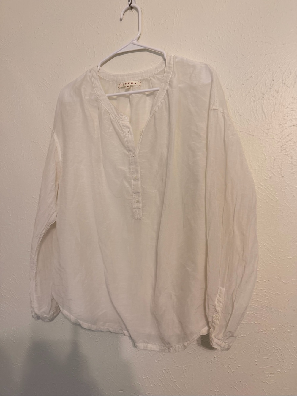 Xirena White Silk/Cotton sheer Button up - Picture 3 of 6